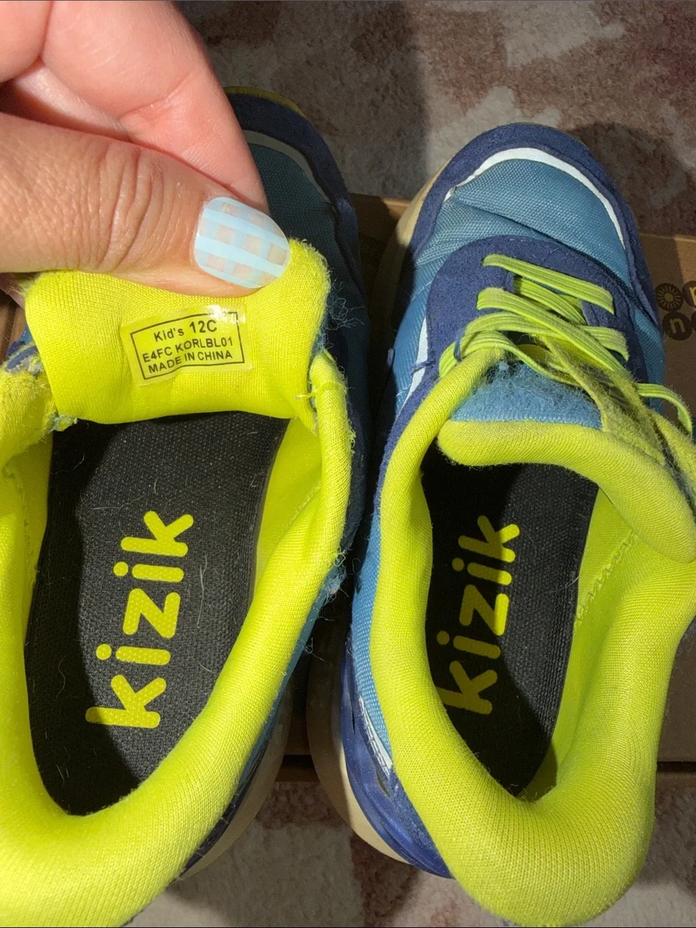 Kizik Kids Blue and Neon Yellow Athletic Play Sneakers